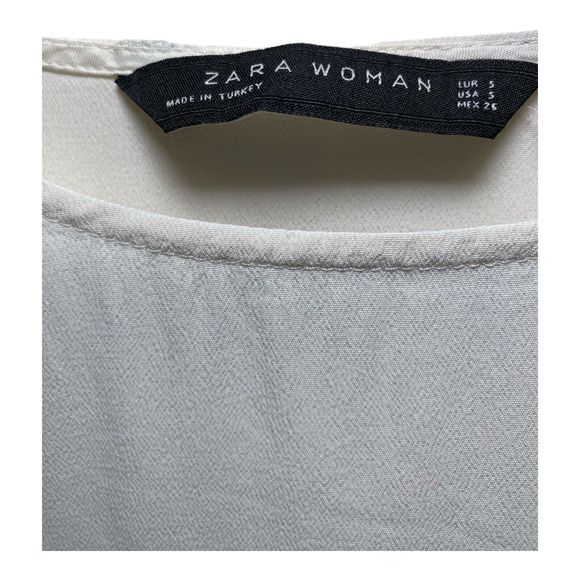 ZARA White Ladies Long Sleeve Round Neck Top Lightweight Blouse Size Small. - Picture 3 of 6